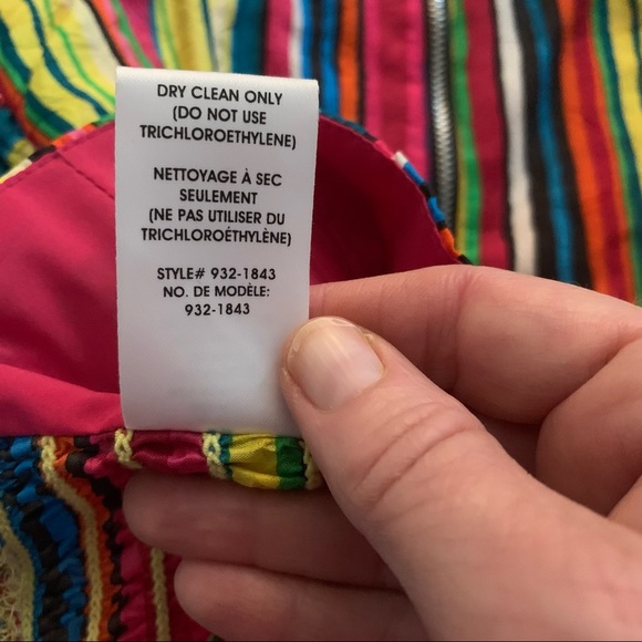 Nanette Lepore Designer Multicolor Striped Crop Spaghetti Strap SILK Top Sz 10 - Picture 7 of 10